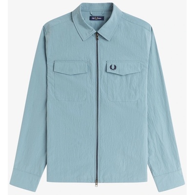 Fred Perry Риза с дълъг ръкав Fred Perry Men's Long Sleeve Zip Overshirt - Stock Blue Z20