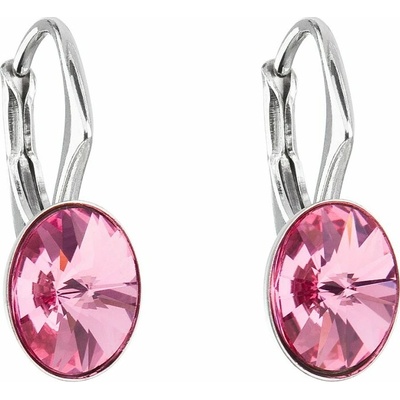 Evolution Group Ružové oválne náušnice s kryštálmi Swarovski 31276.3 rose