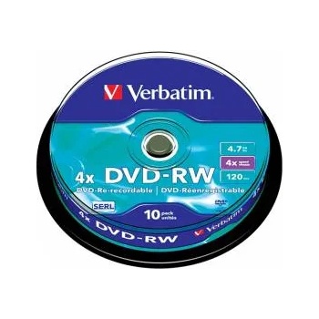 Verbatim Диск DVD-RW Verbatim, Презаписваем, 4.7 GB, 4x, 10 броя, В шпиндел, office1_2065240014