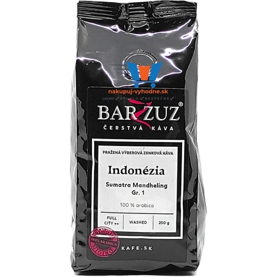 Barzzuz Indonézia Sumatra Mandheling Gayo Mountains Gr. 1 BIO Organic certified 100 % arabica zrnková 250 g