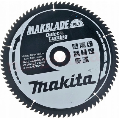 Makita Pilový kotouč na dřevo B-08785 MAKBLADE PLUS, 305x30mm, 80 zubů, do pokosové a stolní pily