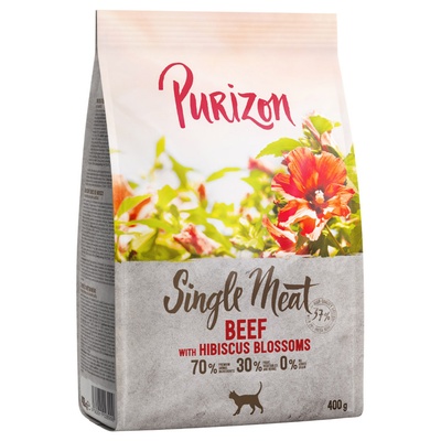 Purizon 15% намаление! 2 x 400 г Purizon за котки на специална цена! - Single Meat говеждо с хибискус