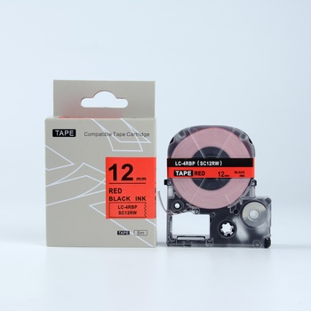 Compatible Epson LTS12RW, 12mm x 5m, червен печат / бял фон, съвместима лента (LTS12RW)