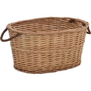 vidaXL Кошница за дърва за огрев с дръжки 56x40x28 см естествена върба (286982)