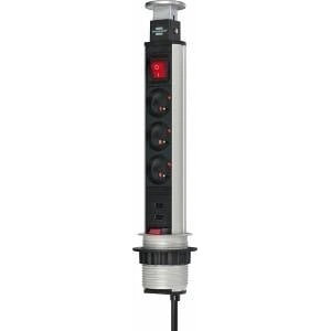 brennenstuhl Tower-Power Desktop Backloader 3 sockets + 2 x USB with 2m switch (1396201013)