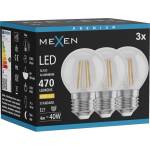Mexen Vintis 3x LED филамент крушка E27, G45, 4W, Топла - 2700K, 470 lm, прозрачно (L156-E27-0427-00x03)