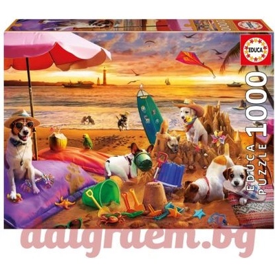 Educa Пъзел educa 20312 - 1000 части - Кучета играят на плажа (edu20312)