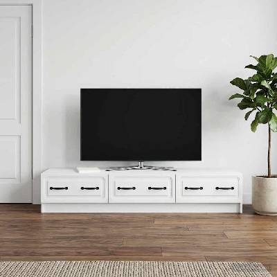 vidaXL ТВ шкаф с чекмедже Бяло 147 x 34, 5 x 27 см Инженерна дървесина (895855)