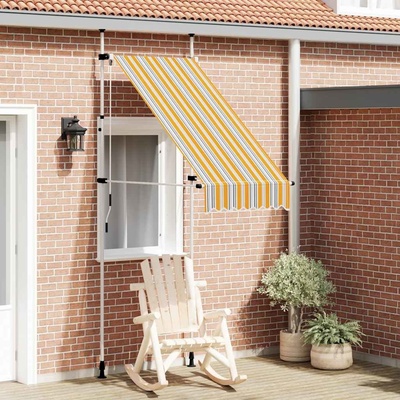 Greatstore Ručně zatahovací markýza 100 cm žluto-modré pruhy