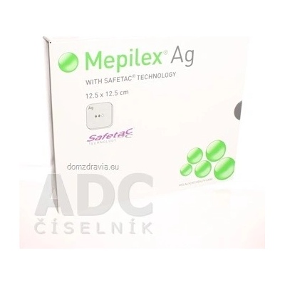 Mepilex Ag Obväz na rany mäkký, silikónový, bakteriostatický (12,5 x 12,5 cm) 5 ks