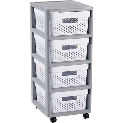 CURVER INFINITY 4x11L Zásuvky 36x69x30cm dierované, biele 04356-Y36