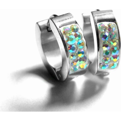 Steel Jewelry náušnice duhové kroužky z chirurgické oceli NS151205