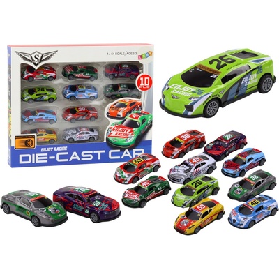 Lean Toys Súprava autíčok na trecí pohon – 10 kusov 1:64