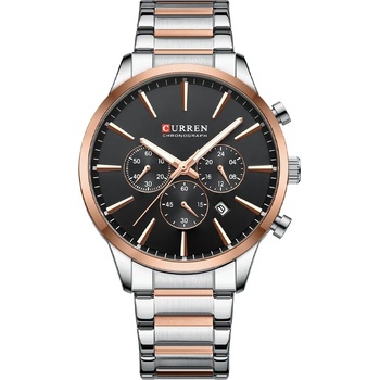 Curren Мъжки часовник Curren Fain, Неръждаема стомана, Хронограф, Сребрист / Черен (CURREN-8435-SILVER-BLACK)