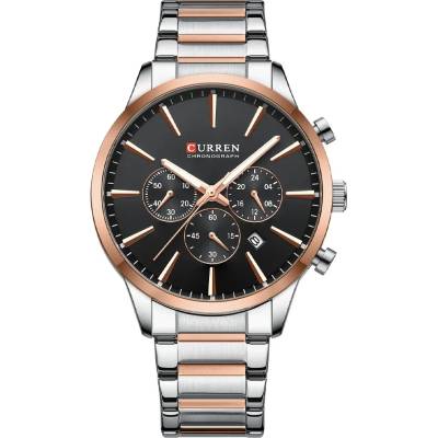 Curren Мъжки часовник Curren Fain, Неръждаема стомана, Хронограф, Сребрист / Черен (CURREN-8435-SILVER-BLACK)