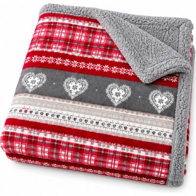 B.E.S. Petrovice deka s beránkem mikroflanel Tartan Heart dárkové balení 150x210