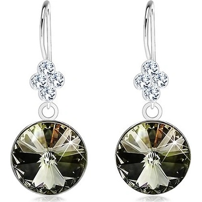 Šperky eshop stříbro zelený blýskavý křišťál Swarovski čirý lístek SP86.26
