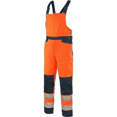CXS Halifax montérkové nohavice s náprsenkou so sieťovinou HI-VIS oranžovo-modré
