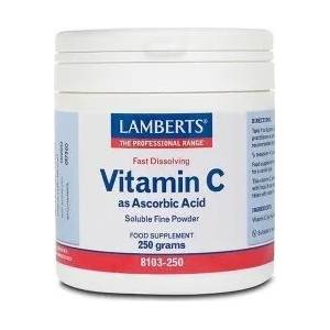 LAMBERTS Хранителна добавка витамин Ц на прах, Lamberts Vitamin C as Ascorbic Acid 250gr