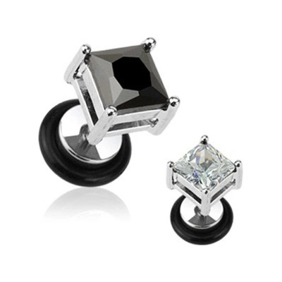 Šperky Eshop falešný plug čtvercový zirkon F12.6 Čirá C