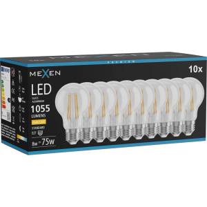 Mexen Vintis 10x LED крушка с нажежаема жичка E27, A60, 8W, Топла - 2700K, 1055 lm, прозрачна (L150-E27-0827-00x10)