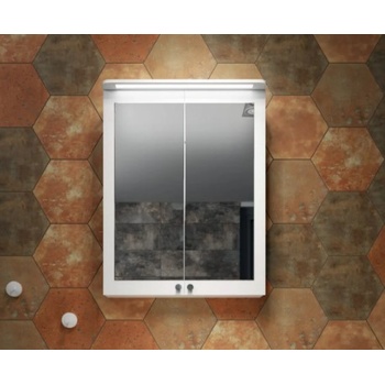 GERA МЕБЕЛ ЗА БАНЯ С ОГЛЕДАЛНИ ВРАТИЧКИ АФРОДИТА 55х70х15-25см БЯЛ