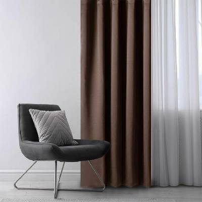 Zatemňovací závěs blackout RESTILO tmavě hnědý 140 x 245 cm sada 2 ks