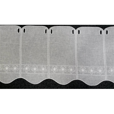 záclona na vitrážku kvety 11383 biela 60 cm