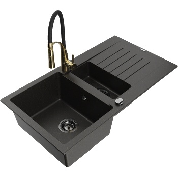 Mexen Matias гранитна мивка с 1, 5 камери с отцедник и кухненски смесител Aster, (6502-75-73450-57-B)