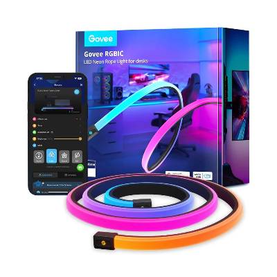 Smart LED лента Govee Neon Rope Lights RGBIC H61C33D1, 36W, 3 м, RGBIC, 2500K, 252 диода, Bluetooth, Wi-Fi, Черен (H61C33D1)