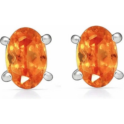 Nefertitis Stříbrné náušnice pecky s granátem mandarin SBC-110-OGF NF58195 4 mm, 0,6 g