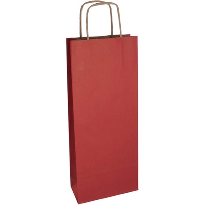 Papierová taška s krúteným uchom na víno 140x80x390 mm, červená