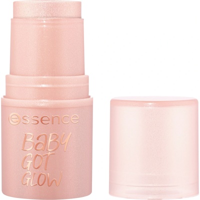 essence BABY GOT GLOW rozjasňujúca tyčinka pre žiarivý lesk 20 Rosy Glaze 5,5 g