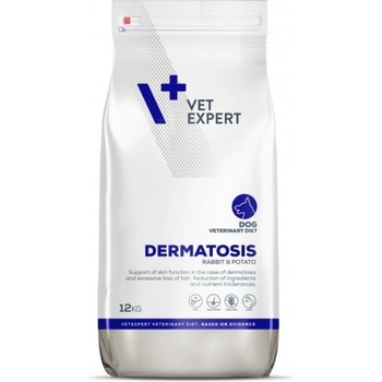 VetExpert Veterinary Diet Dermatosis Rabbit Potato dog - суха храна за кучета, намалява признаците на алергични реакции от хранителен произход и подпомага функциите на кожата в случаите на дерматити, при обилна загуба на козина, 12 кг, Vet Expert - Полша