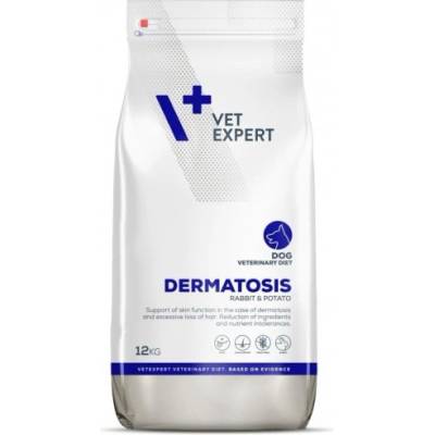 VetExpert Veterinary Diet Dermatosis Rabbit Potato dog - суха храна за кучета, намалява признаците на алергични реакции от хранителен произход и подпомага функциите на кожата в случаите на дерматити, при обилна загуба на козина, 12 кг, Vet Expert - Полша