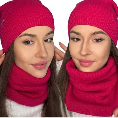 Fashionweek Dámská sada čepice + nákrčník S2917 fuchsie