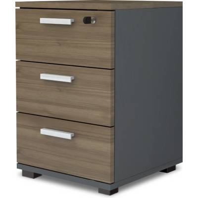 TopMebel Venturo TopMebel меламинов офисен шкаф с чекмеджета в цвят антрацит/орех, размери 39 × 40 × 57 см