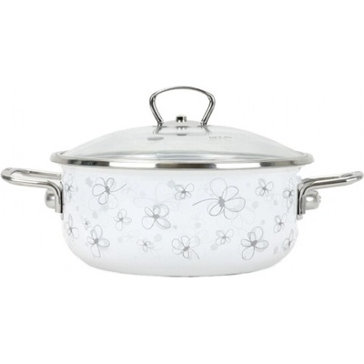BELIS Smaltovaný rendlík se skleněnou poklicí 20 cm 2.3 l PREMIUM bílý 72920-041DPIN3