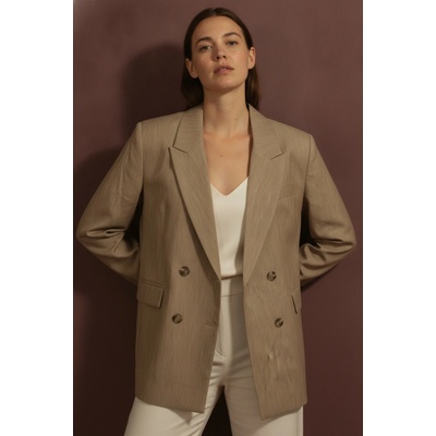 boohoo Dámské khaki dvouřadé sako oversize elegantní
