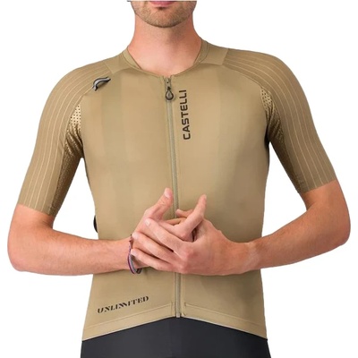 Castelli Мъжка фланелка с къс ръкав за колоездене Castelli Unlimited Pro 2 Jersey Cycling jersey - Elmwood - размер XL (056-3893-0115)