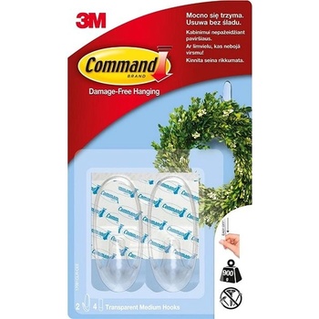 3M Samolepicí háček Command Medium - transparentní, 2 ks