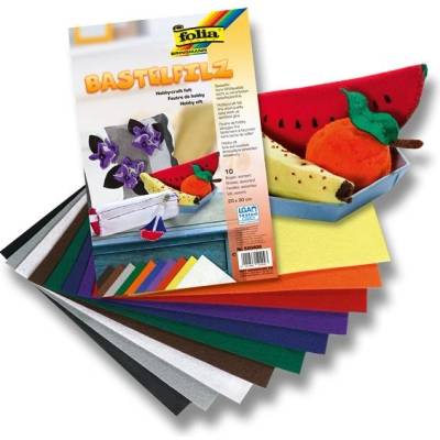 Folia Filcový papír 10 listů mix barev