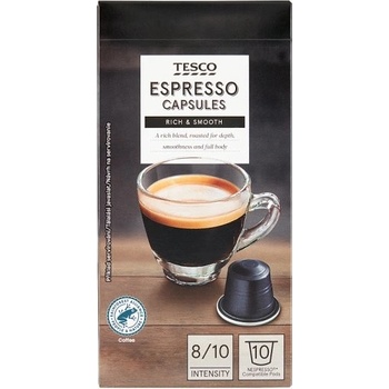 Tesco Espresso zmes praženej mletej kávy kapsule 10 ks 52 g