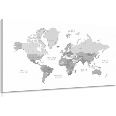 Obraz černobílá mapa světa ve vintage vzhledu - 120x80