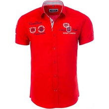 Carisma pánská košile krátký rukáv slim fit 9002 červená
