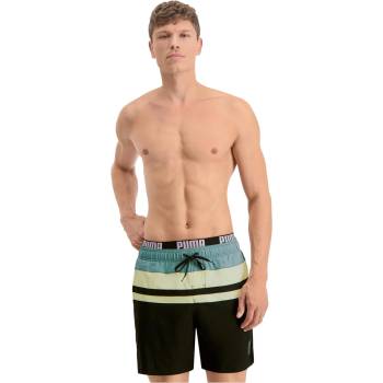 PUMA Мъжки бански гащета Puma Heri Stripe Mid Swim Shorts Mens - Blk/Yel/Blu