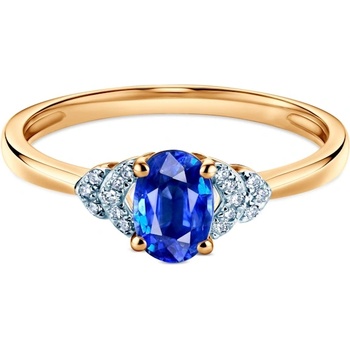 SAVICKI Годежен пръстен Savicki: двуцветно злато, син сапфир, диаманти