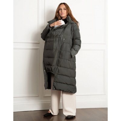 Zimná tehotenská a nosičská bunda 3v1 Seraphine Monika Long Khaki