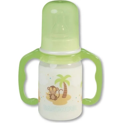 Baby-Nova Пластмасово шише с дръжки Baby Nova РР - 125 ml, зелено (46003)