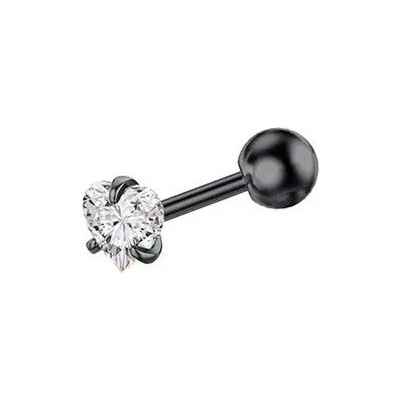 Troli Slušivý titánový piercing so srdiečkom VSE6015SB-PET